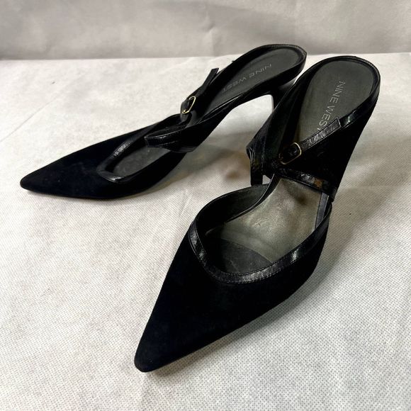 Nine West Strap Slip On Pumps Kitten Heel Black Size 9M - Picture 10 of 10